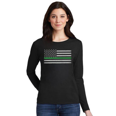Women's Long Sleeve  - Classic Thin Green Line