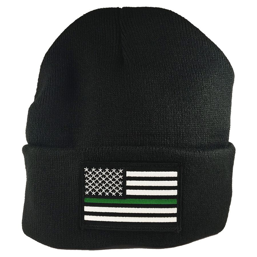 Thin Green Line Flag Embroidered Beanie
