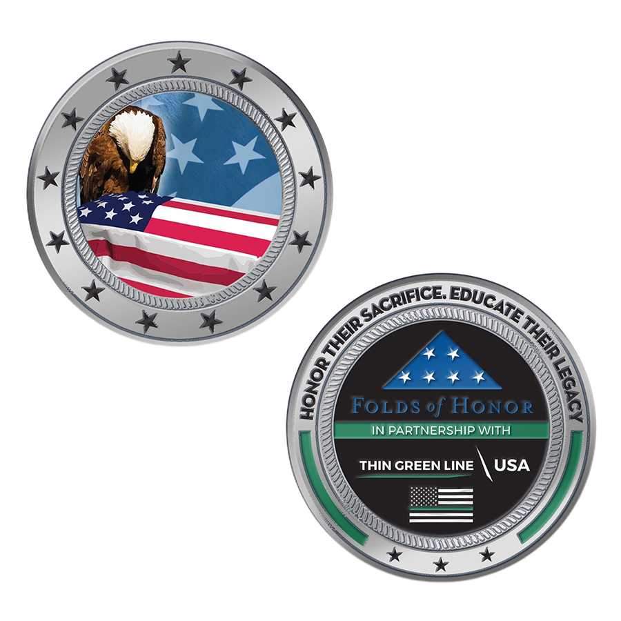 Thin Green Line Challenge Coin - Folds of Honor