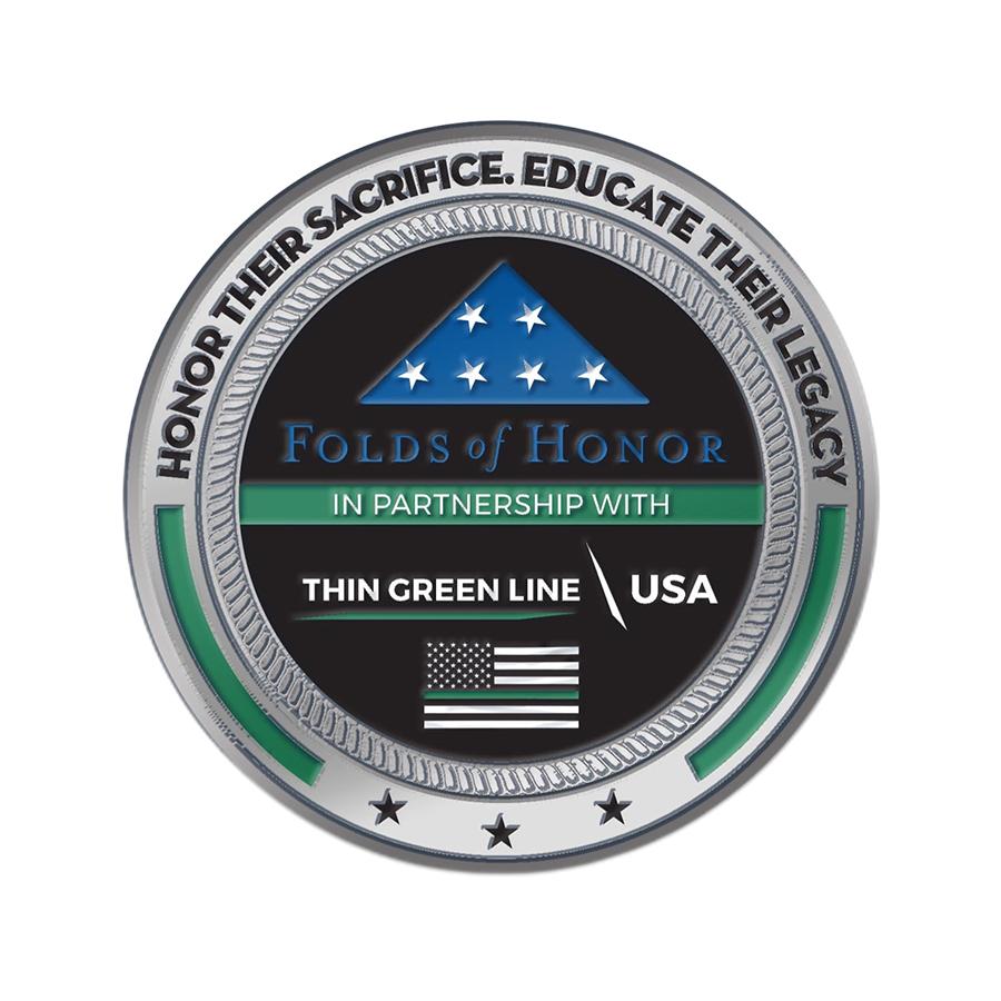 Thin Green Line Challenge Coin - Folds of Honor