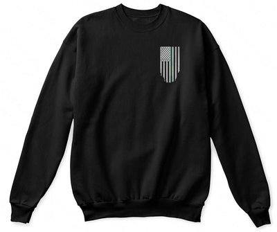 Crew Neck Sweatshirt - Unisex - Thin Green Line Flag Honor & Respect