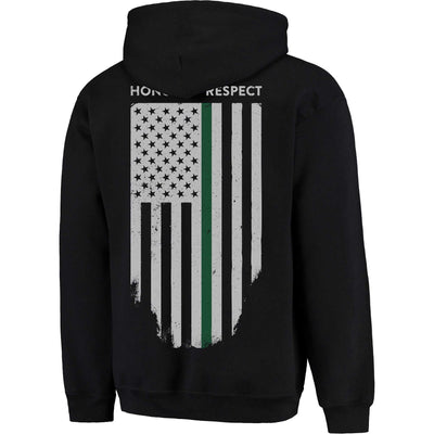 Full Zip - Honor to & Respect Thin Green Line American Flag - Unisex