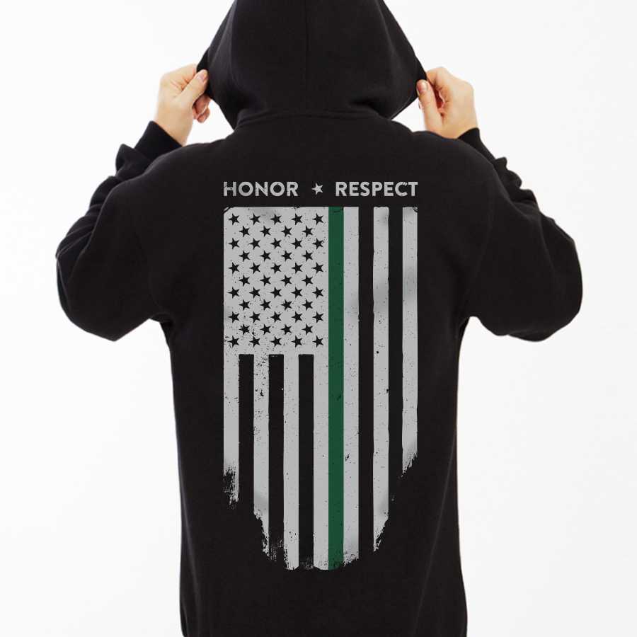 Men's Hoodie - Thin Green Line Honor \u0026 Respect - Thin Green Line