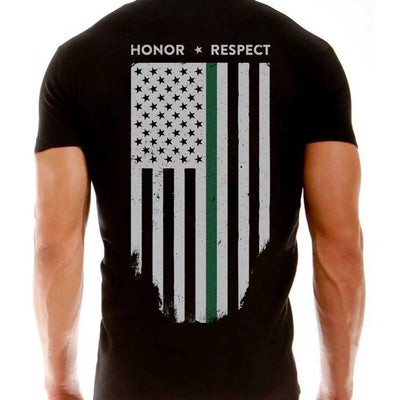 Men's T-Shirt - Thin Green Line Flag Honor & Respect