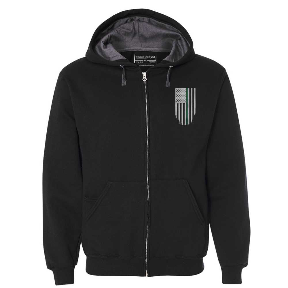 Full Zip - Honor to & Respect Thin Green Line American Flag - Unisex