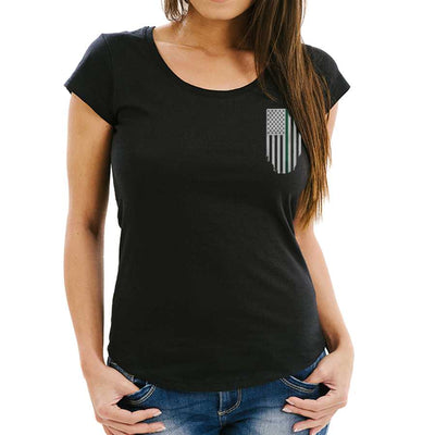 Women's T-Shirt - Thin Green Line Flag Honor & Respect
