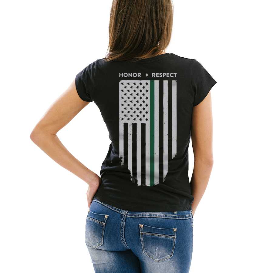 Women's T-Shirt - Thin Green Line Flag Honor & Respect