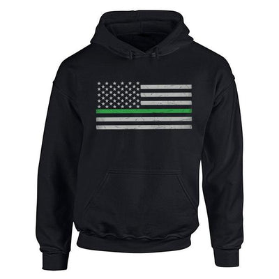 Hoodie Unisex - Classic Thin Green Line, Black