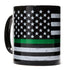 Distressed Thin Green Line American Flag Coffee Mug