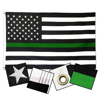 DuraSleek - Thin Green Line American Flag - Sewn & Embroidered 3 x 5 Feet