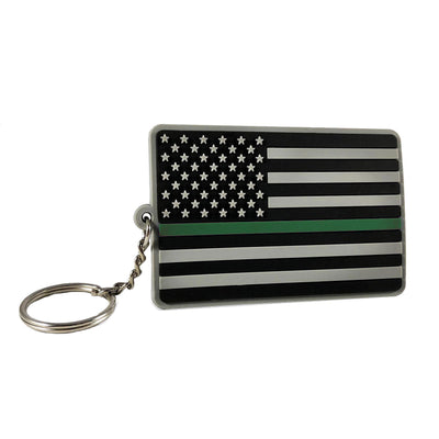 Thin Green Line American Flag Keychain
